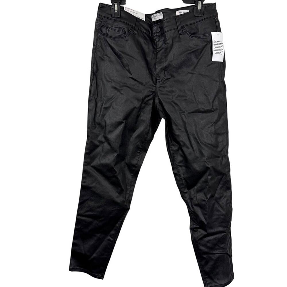 Social Standard by Sanctuary Ankle Skinny Waxed Black Stretch Pants NWT sz 12